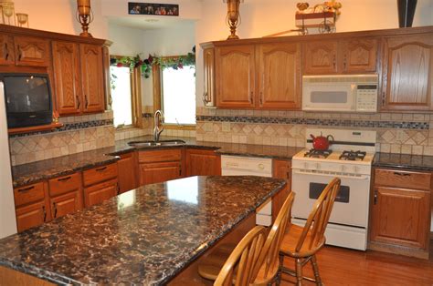 oak cabinets with quartz countertops